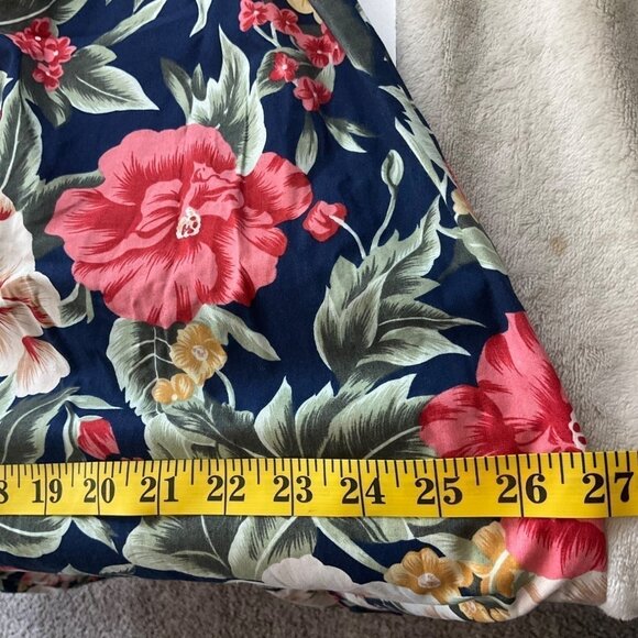 VTG Hilo Hattie Sz Medium Floral Maxi Tiered Dress Navy Hawaiian Tropical - Picture 9 of 10